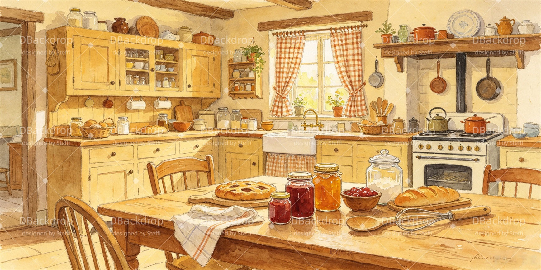 Performance Backdrop Cozy Country Kitchen Movie Theater Backdrop CSH66-T82