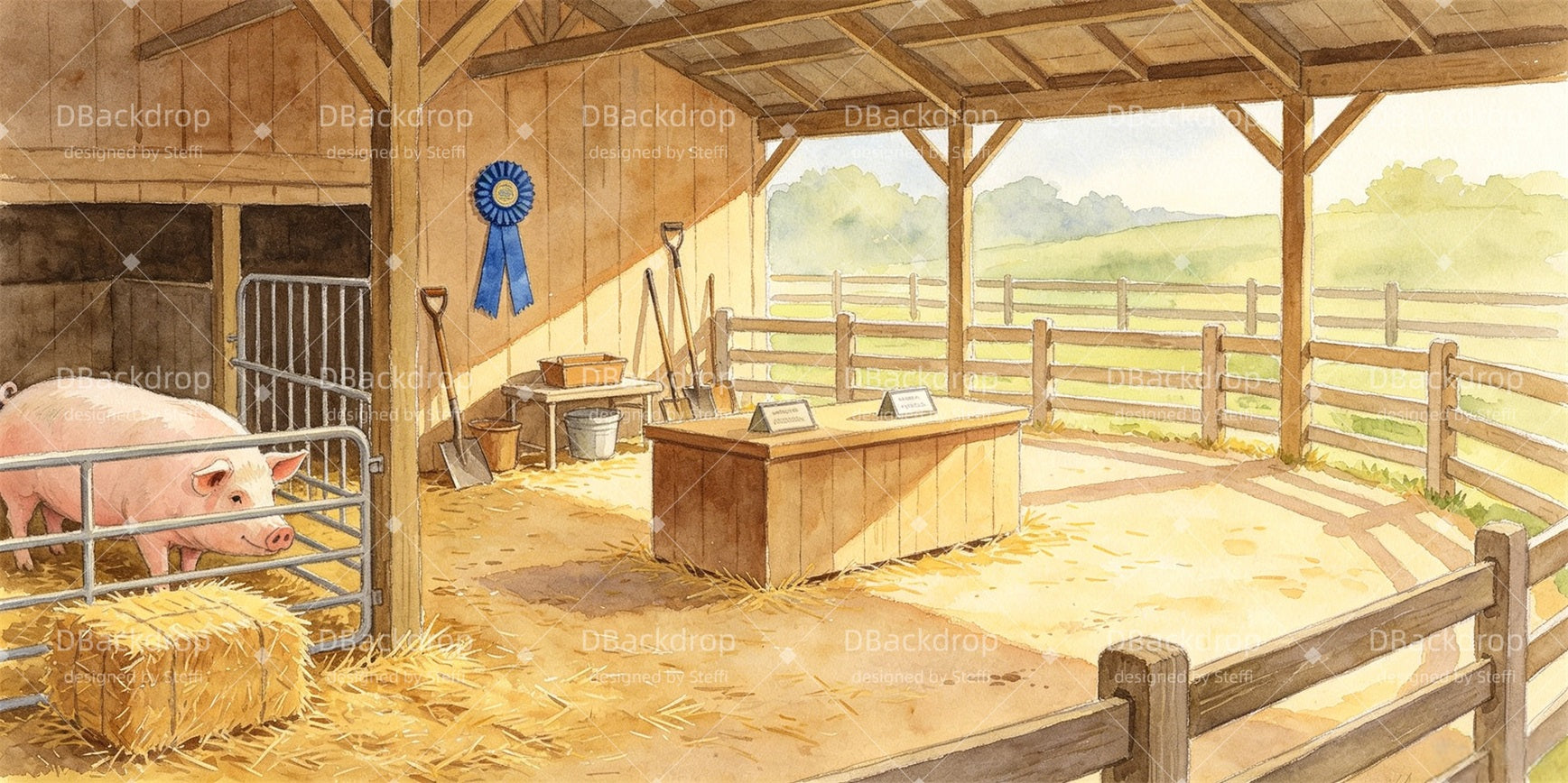 Theater Backdrop County Fair Pig Barn Stage Backdrops For Sale CSH66-T88