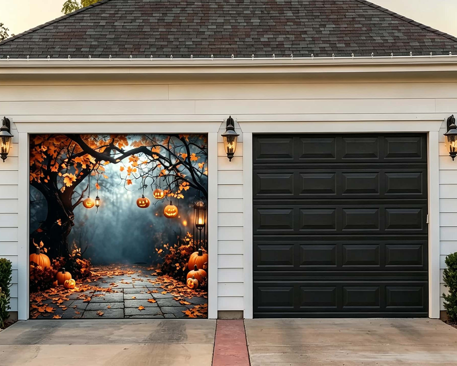 Halloween Backdrop Autumn Pumpkin Forest Path Halloween Garage Door Cover CSH67-1-1 car