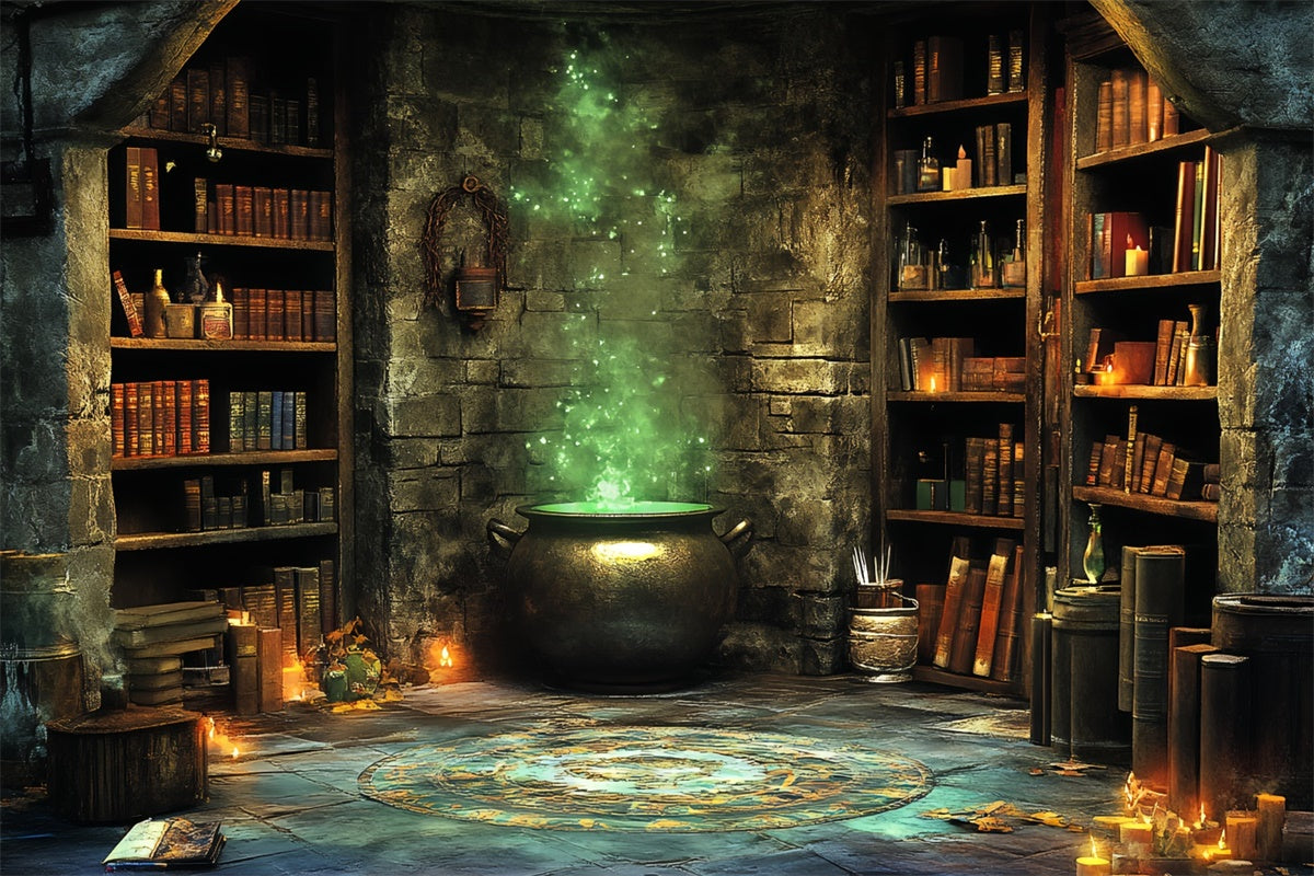 Halloween Glowing Cauldron Magic Library Garage Door Cover CSH67-21-2 car