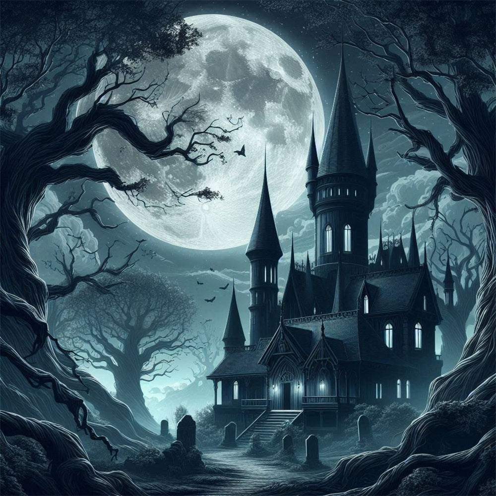 Halloween Spooky Moonlit Pumpkin Gothic Castle Garage Door Cover CSH67-41-1 car