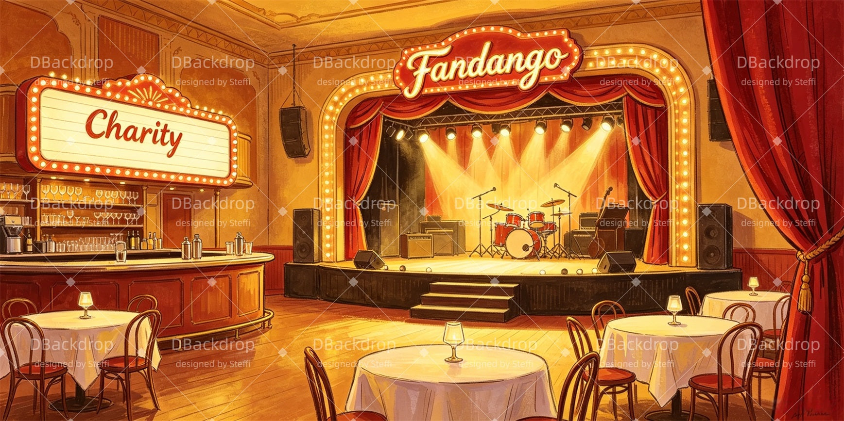 Theater Backdrop Cabaret Charity Stage Performance Backdrop CSH67-T1