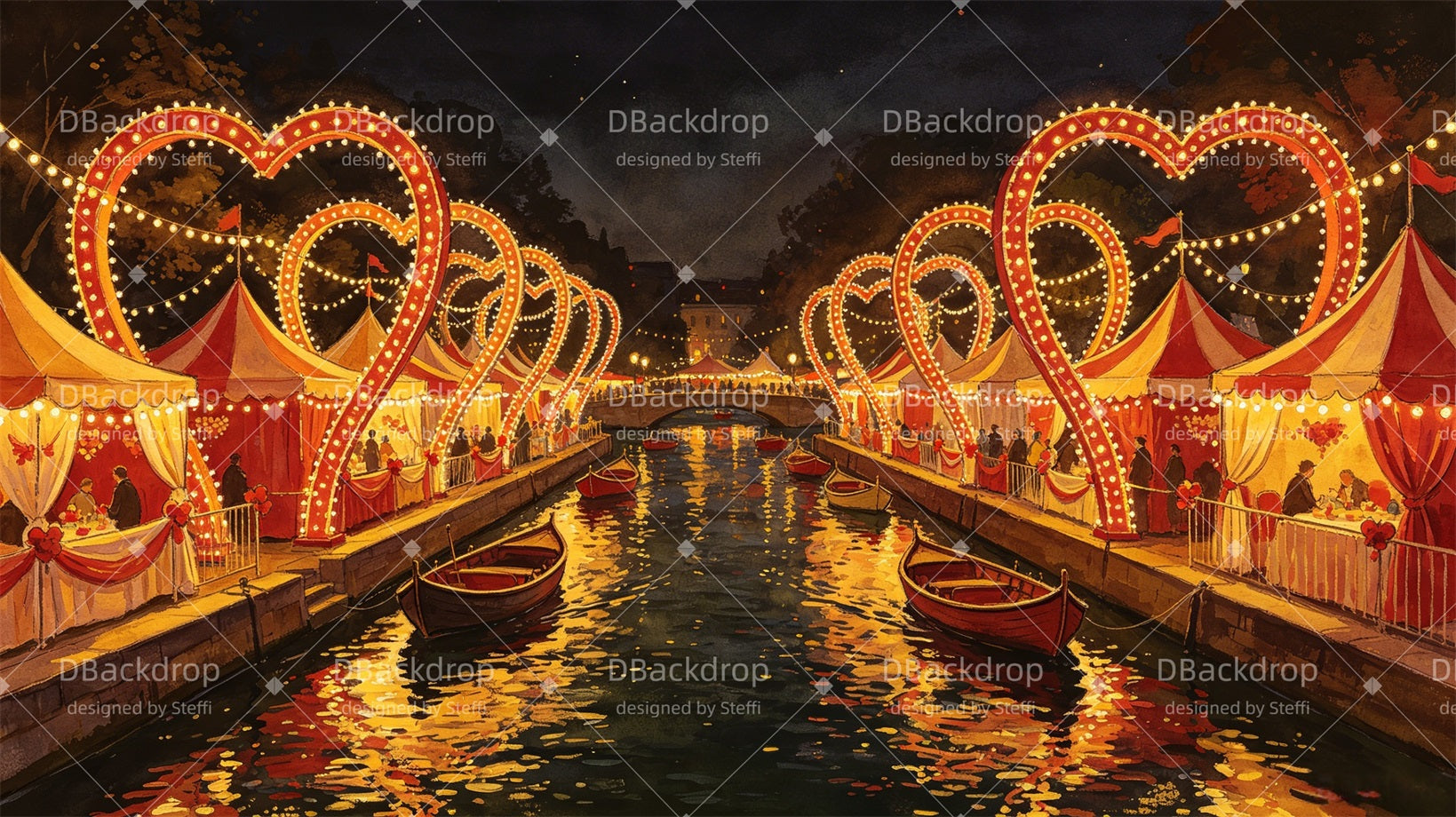 Theater Backdrop Heart Canal Festival Performance Backdrop CSH67-T19