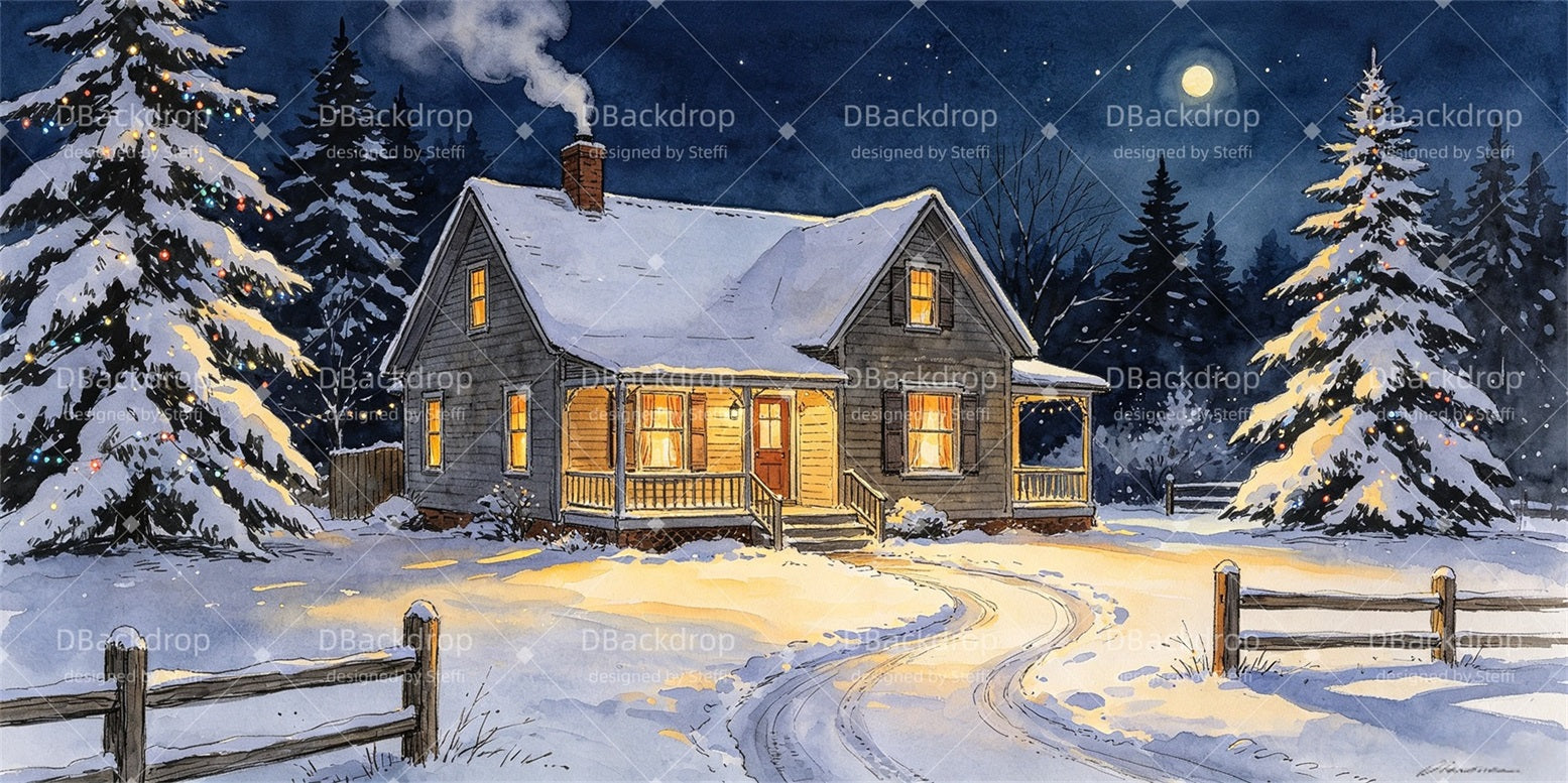 Theater Backdrop Snowy Country Farmhouse Stage Backdrop Ideas CSH67-T22