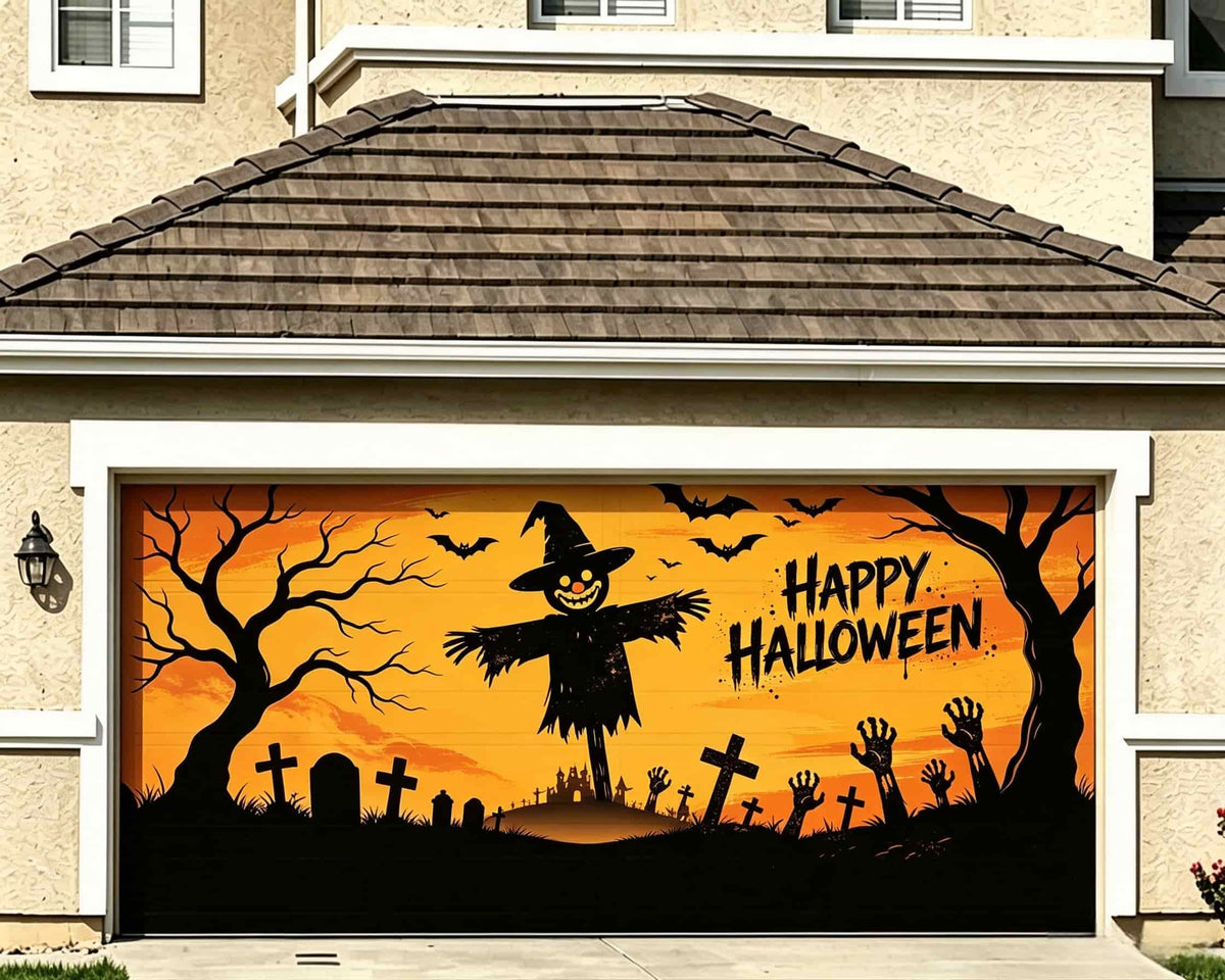 Clown Halloween Garage Door Cover Scarecrow Zombie Graveyard Halloween Garage Door Decorations CSH68-20-2 car