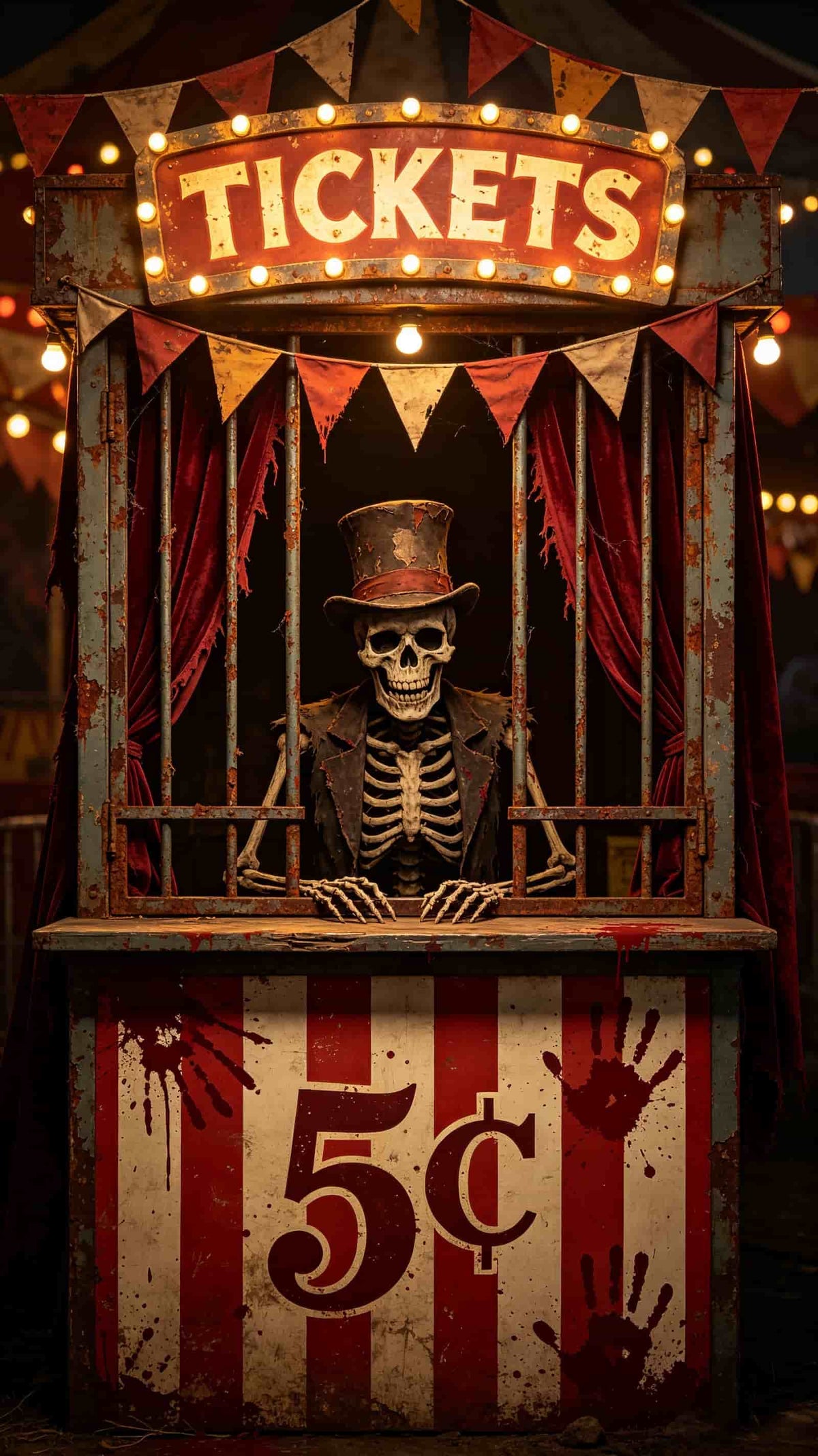 Spooky Carnival Door Skeleton Ticket Booth Halloween Bedroom Door Cover CSH68-44