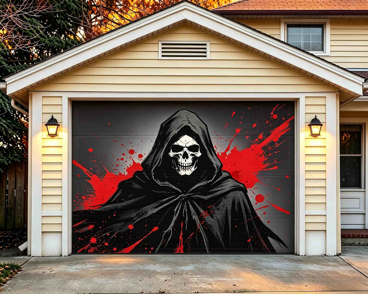 Ghost Halloween Garage Door Cover Grim Reaper Blood Splatter Halloween Garage Door Decoration CSH68-6-1 car
