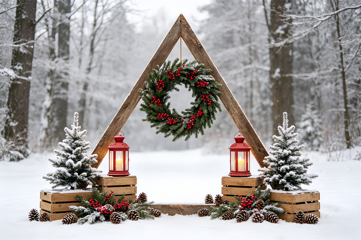 Christmas Forest Backdrop Rustic Forest Arch Wreath Studio Christmas Backdrops CSH68-78