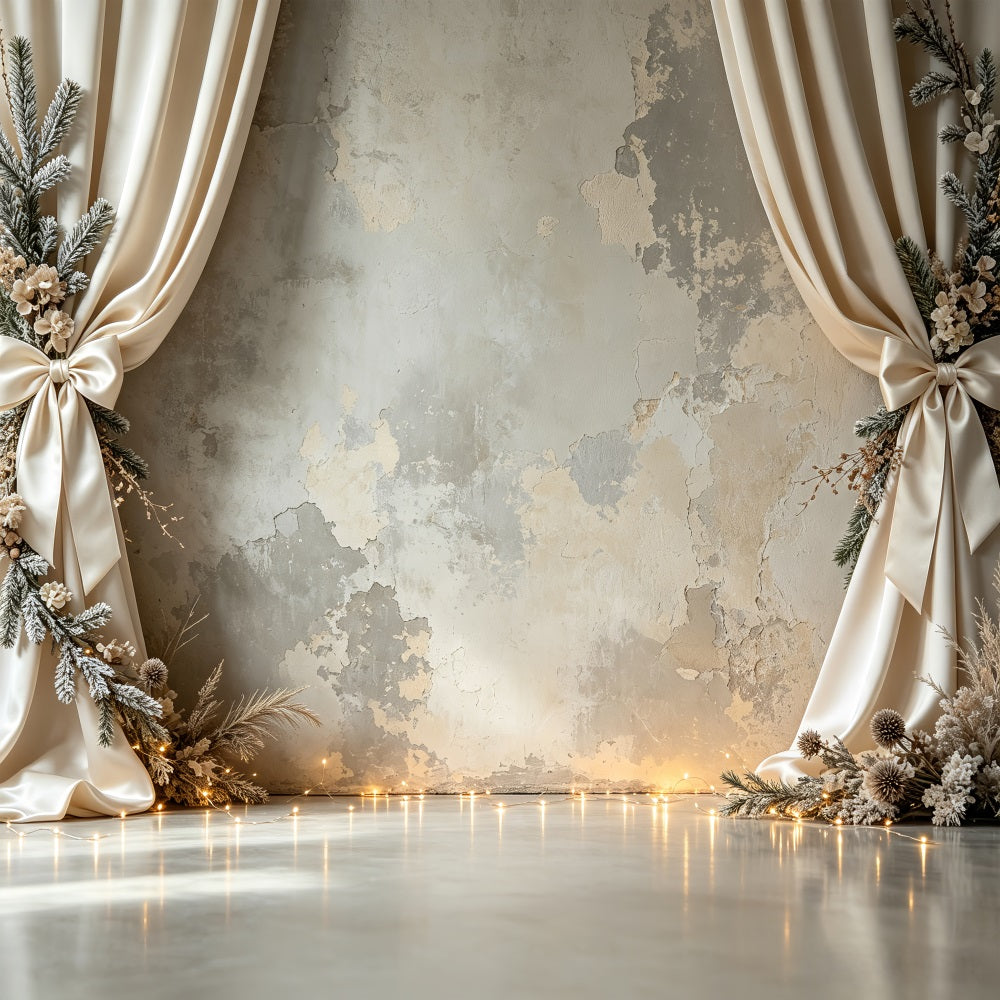 Christmas Wall Backdrops Ivory Draped Floral Arch Indoor Christmas Backdrops CSH69-19