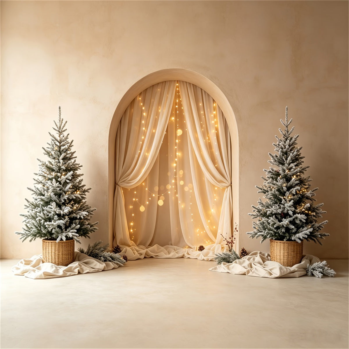 Boho Christmas Backdrop Soft Arch Tree Glow Photographic Backdrops Christmas CSH69-24