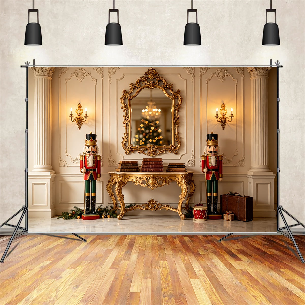 Christmas Nutcracker Backdrop Mirror Console Display Photo Backdrop Christmas CSH69-34