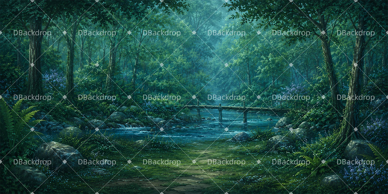 Stage Scenery Backdrops Romantic Rainforest Backdrop For Theater DLS65-T8