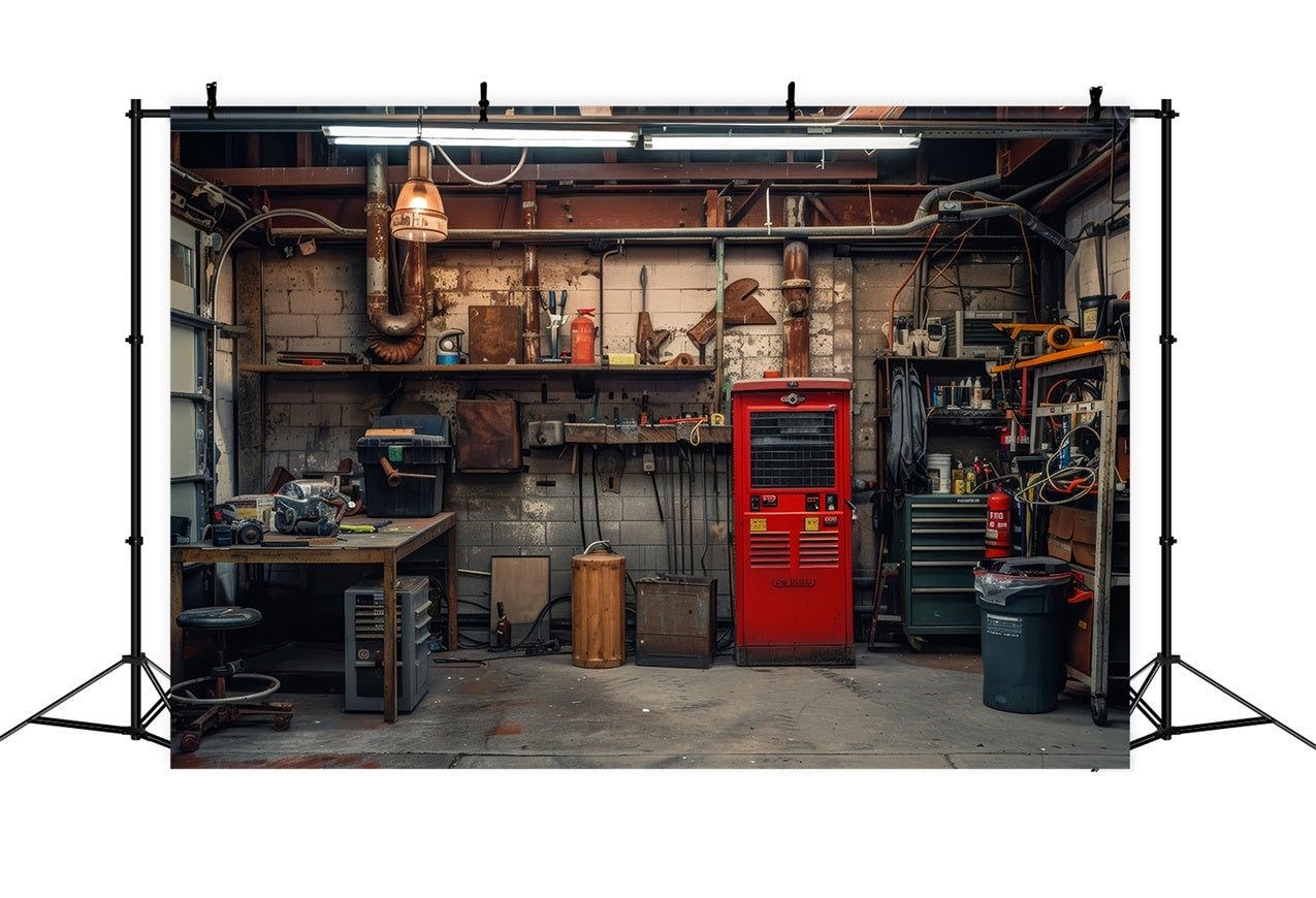 Father's Day Backdrop Ideas Retro Mechanical Workbench Backdrop GQ2-221