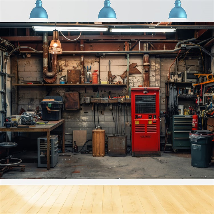 Father's Day Backdrop Ideas Retro Mechanical Workbench Backdrop GQ2-221