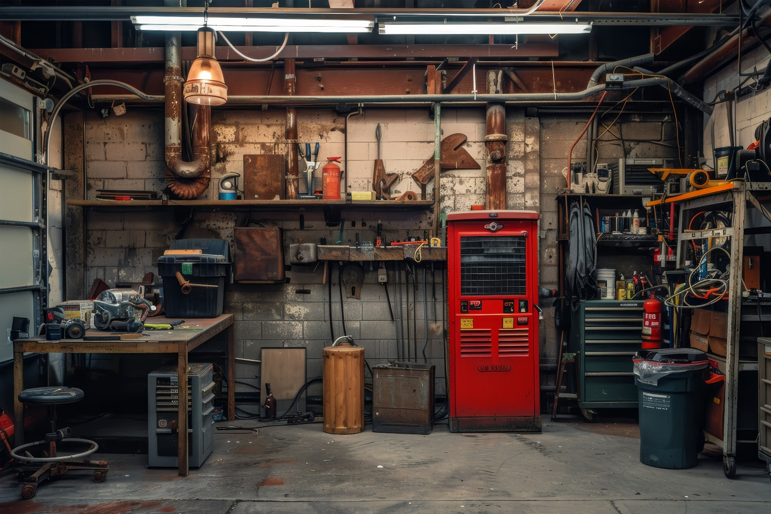 Father's Day Backdrop Ideas Retro Mechanical Workbench Backdrop GQ2-221