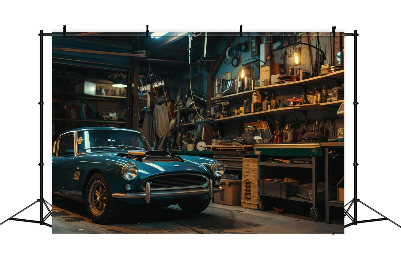 Backdrops For Fathers Day Vintage Car Garage Backdrop GQ2-222
