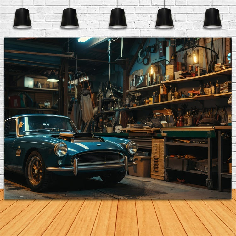 Backdrops For Fathers Day Vintage Car Garage Backdrop GQ2-222
