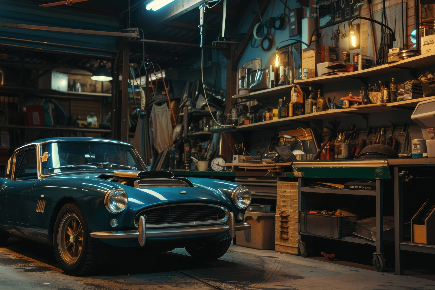 Backdrops For Fathers Day Vintage Car Garage Backdrop GQ2-222