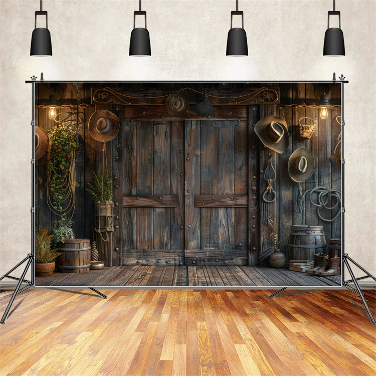 Backdrop Father's Day Cowboy Gear Wooden Backdrop GQ2-224