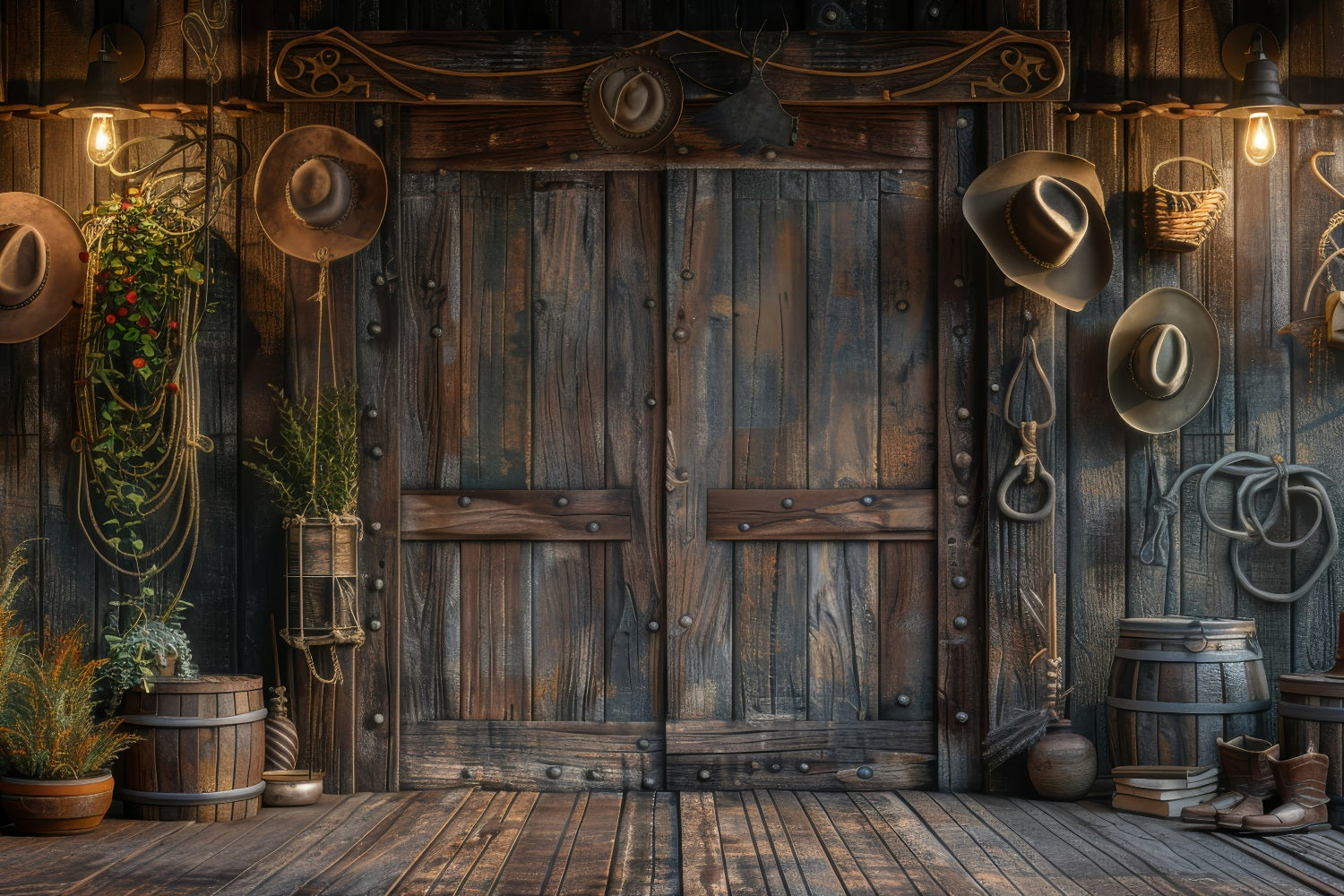 Backdrop Father's Day Cowboy Gear Wooden Backdrop GQ2-224