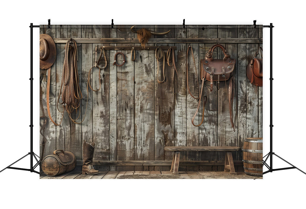 Father's Day Backdrops Cowboy Gear Wooden Wall Backdrop GQ2-227