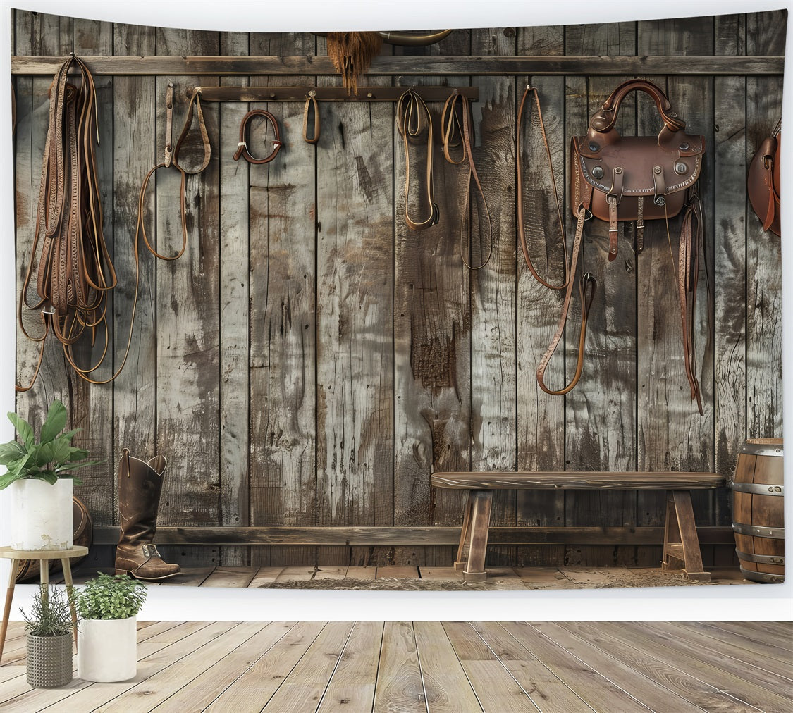 Father's Day Backdrops Cowboy Gear Wooden Wall Backdrop GQ2-227