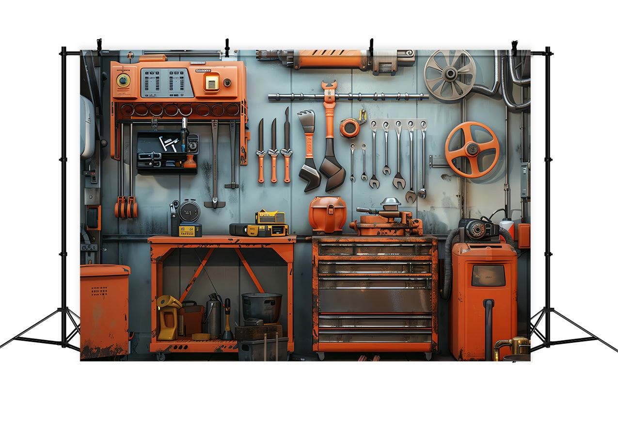 Father's Day Photo Backdrop Workshop Repair Station Backdrop GQ2-228