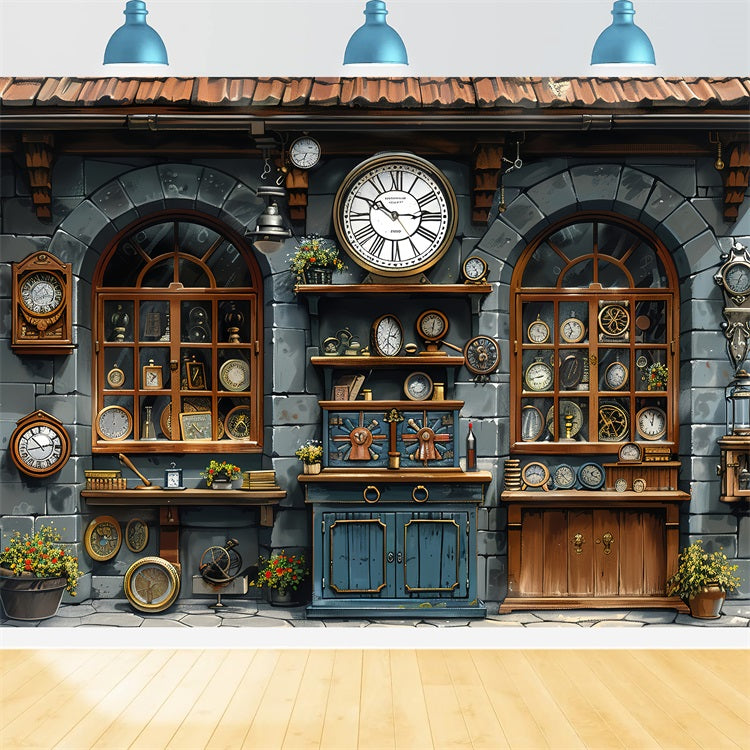 Happy Father's Day Backdrop Antique Clock Shop Backdrop GQ2-229