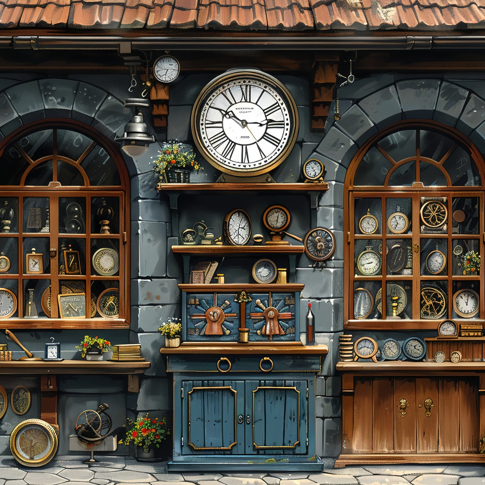 Happy Father's Day Backdrop Antique Clock Shop Backdrop GQ2-229
