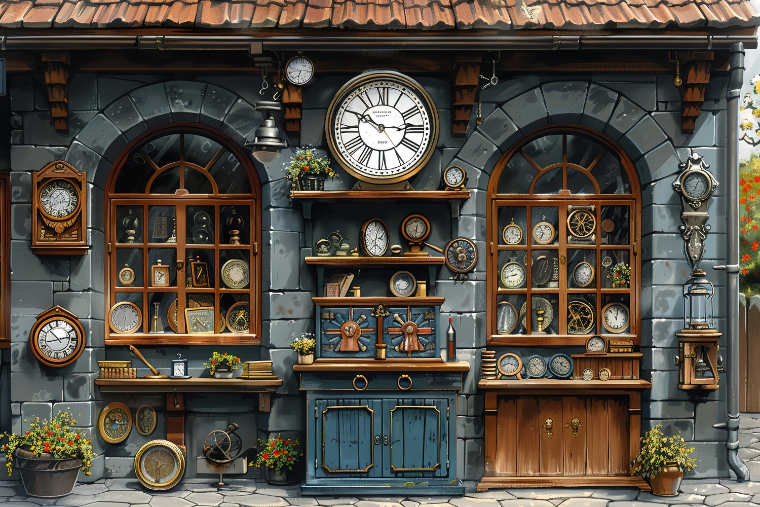 Happy Father's Day Backdrop Antique Clock Shop Backdrop GQ2-229