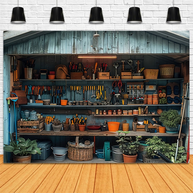 Fathers Day Photo Backdrop Wooden Workbench Tools Backdrop GQ2-230