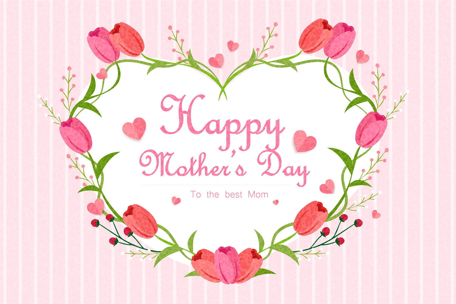 Mothers Day Backdrops Romantic Tulip Heart Customized Backdrop GQ3-135