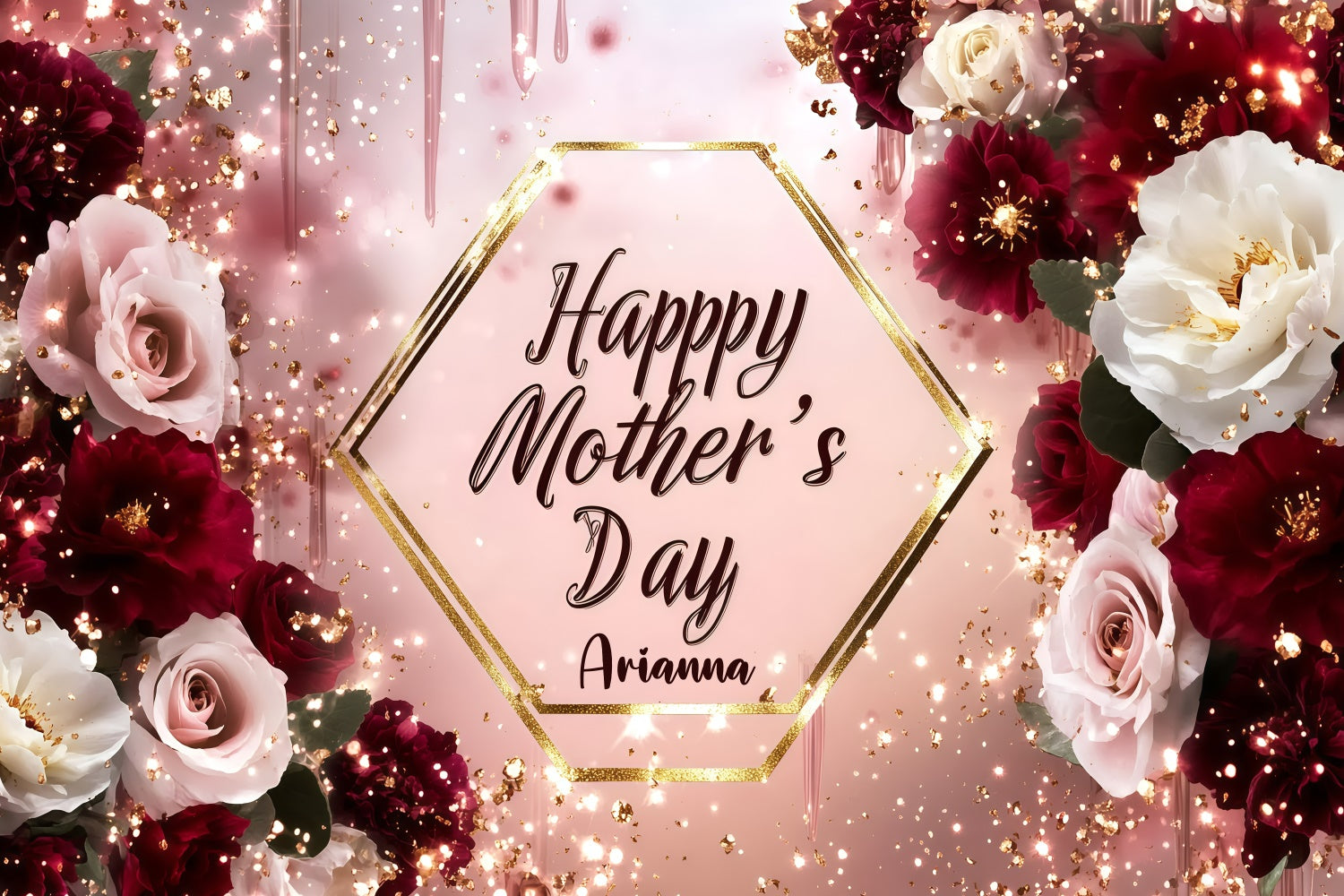 Mothers Day Backdrop Ideas Red Blooming Rose Personalized Backdrop GQ3-152