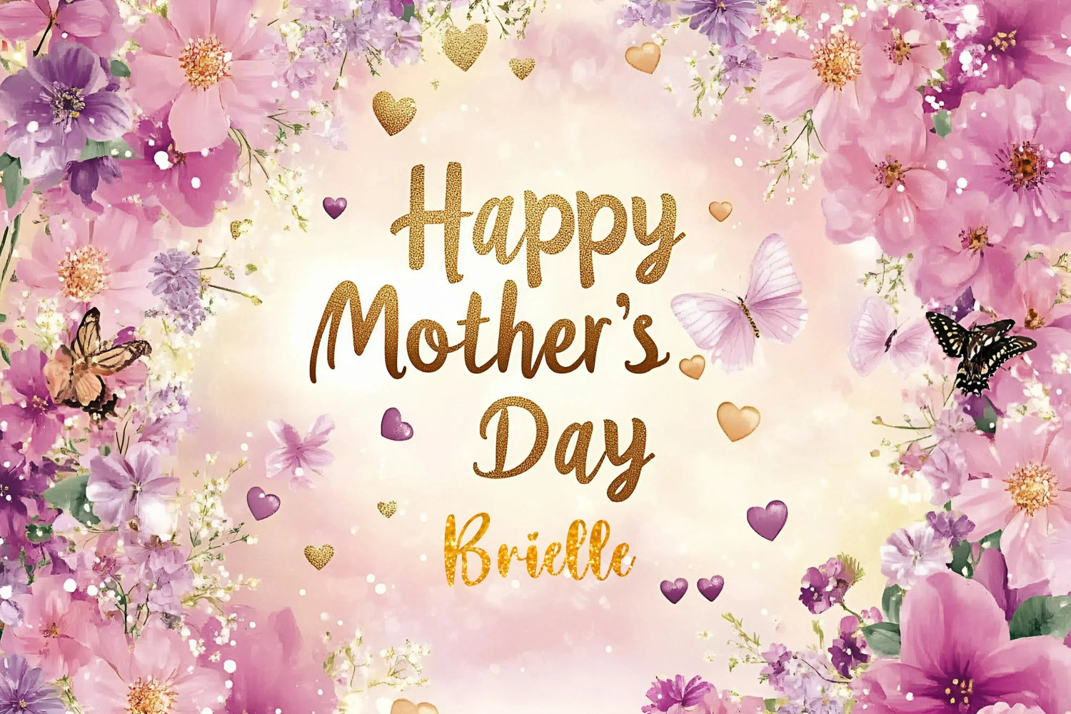 Mother's Day Backdrop Romantic Butterfly Garden Custom Backdrop GQ3-160