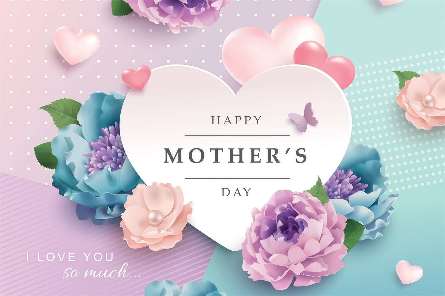 Mother's Day Backdrop Ideas Pastel Floral Charm Customized Backdrop GQ3-171