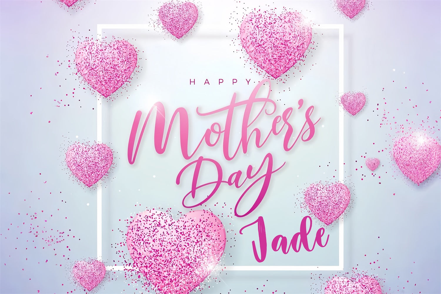 Mothers Day Photo Backdrop Sparkling Pink Heart Custom Backdrop GQ3-177