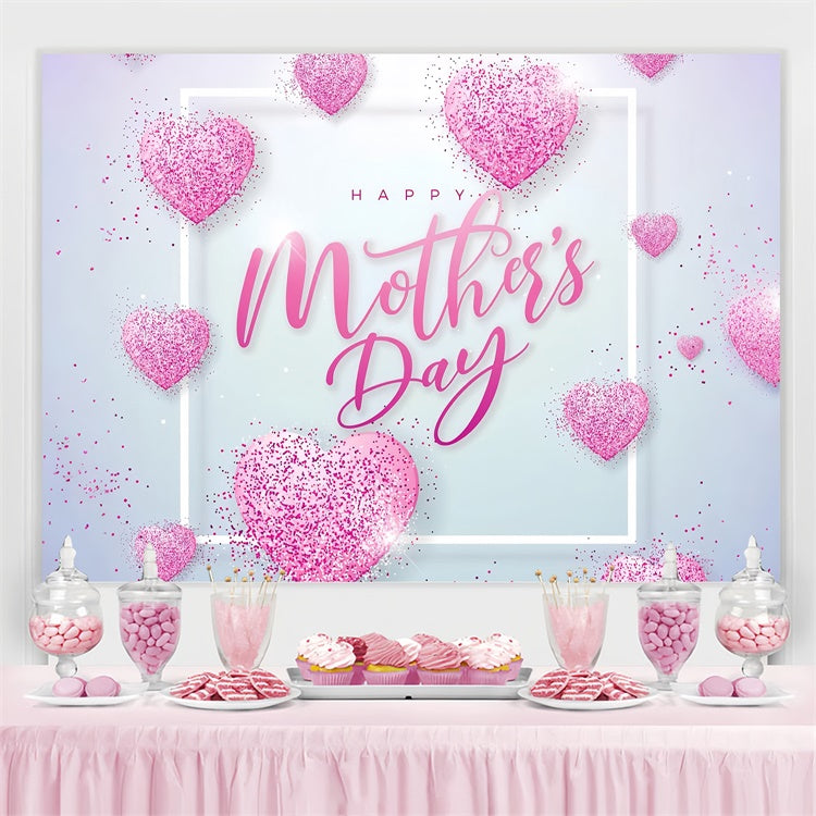 Mothers Day Photo Backdrop Sparkling Pink Heart Custom Backdrop GQ3-177
