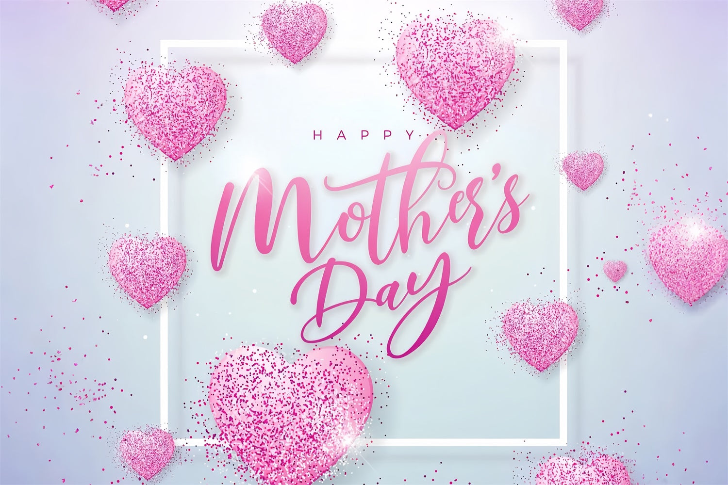 Mothers Day Photo Backdrop Sparkling Pink Heart Custom Backdrop GQ3-177