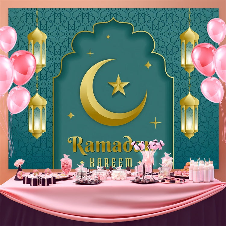 Ramadan Backdrops Elegant Archway Crescent Lantern Backdrop GQ3-23