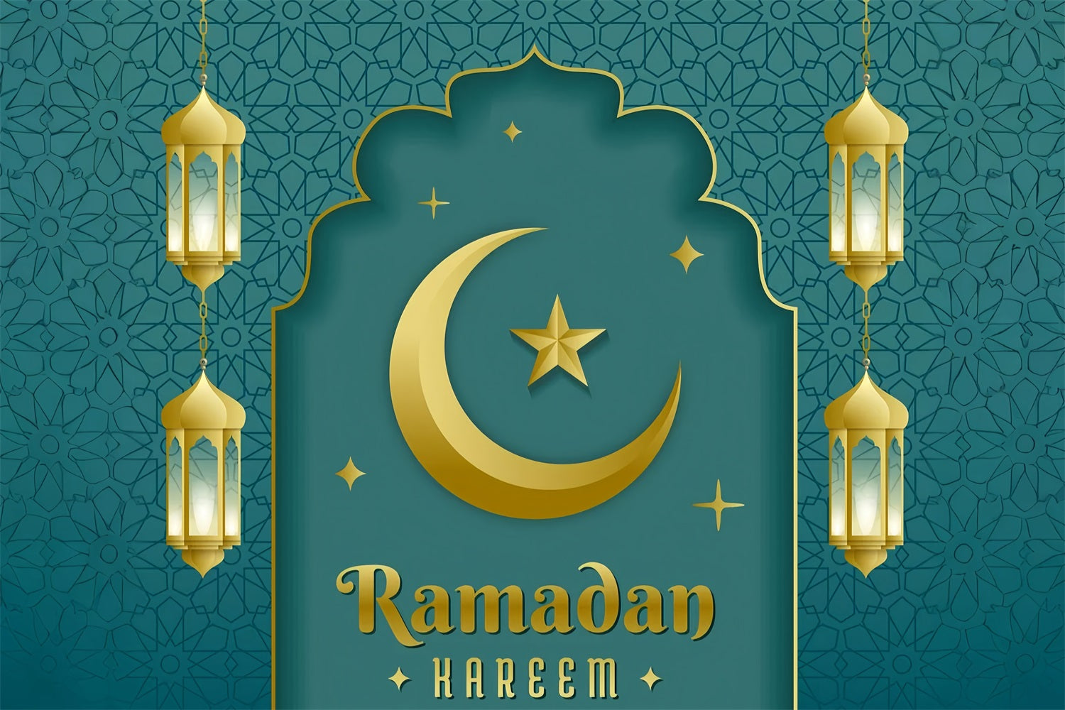 Ramadan Backdrops Elegant Archway Crescent Lantern Backdrop GQ3-23