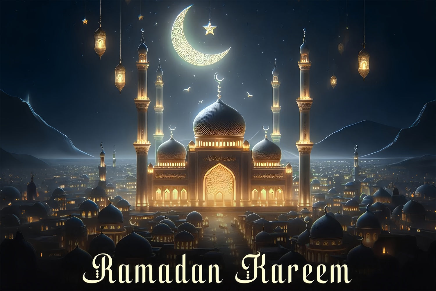 Ramadan Backdrops Starry Night Mosque Backdrop GQ3-26