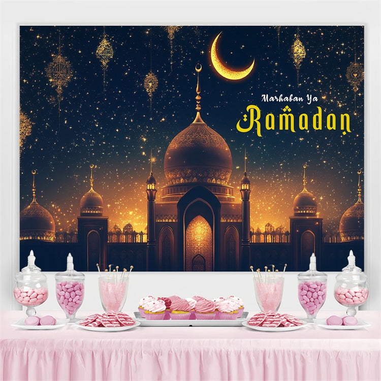 Ramadan Mubarak Backdrop Starry Mosque Night Backdrop GQ3-30