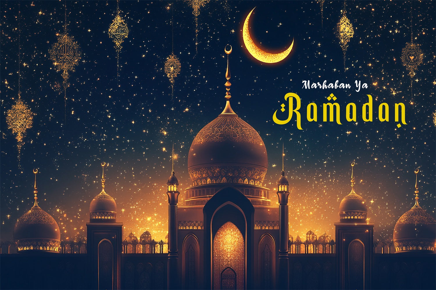 Ramadan Mubarak Backdrop Starry Mosque Night Backdrop GQ3-30