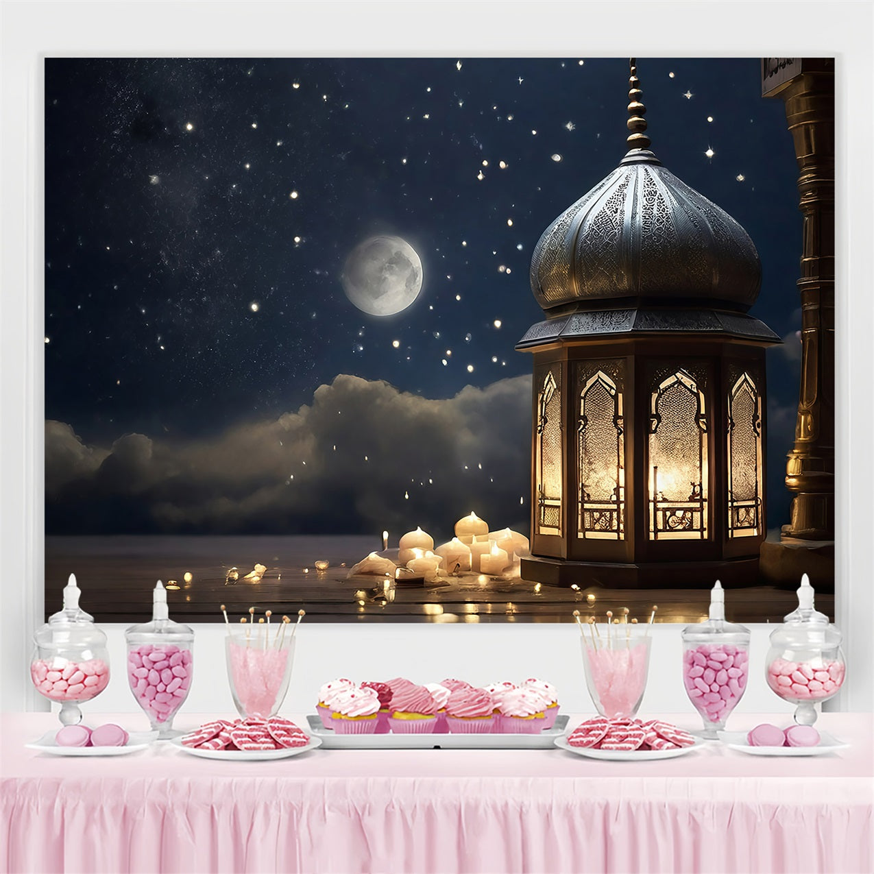 Ramadan Backdrops Starry Sky Lantern Glow Backdrop GQ3-32
