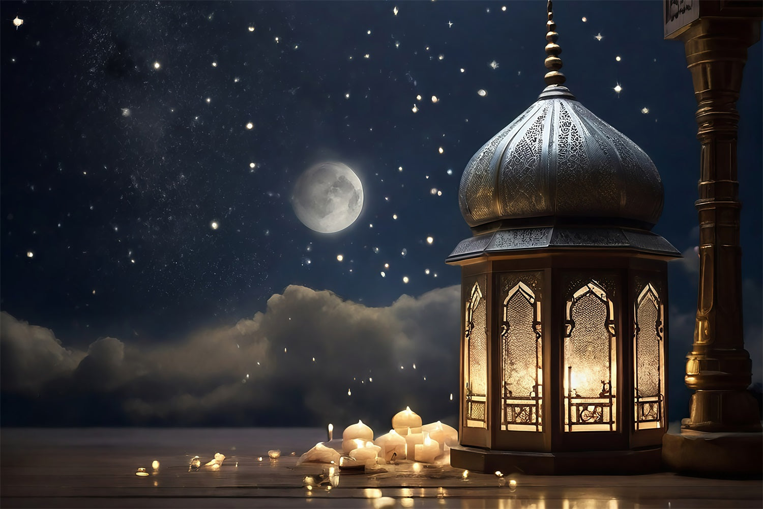 Ramadan Backdrops Starry Sky Lantern Glow Backdrop GQ3-32