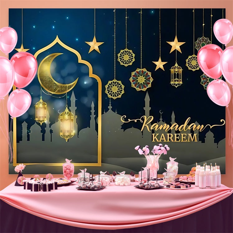 Ramadan Mubarak Backdrop Hanging Ornaments Crescent Backdrop GQ3-38