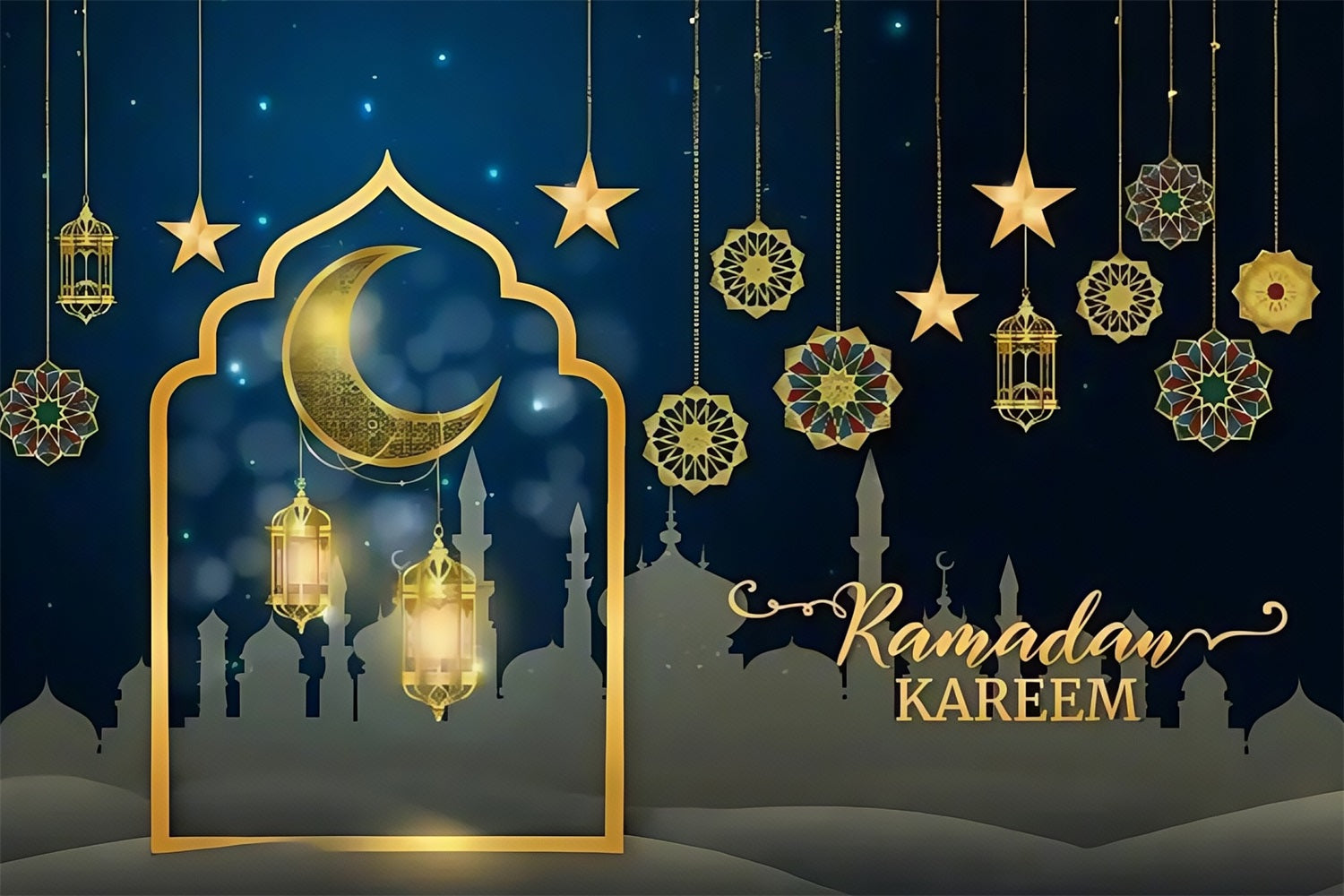 Ramadan Mubarak Backdrop Hanging Ornaments Crescent Backdrop GQ3-38