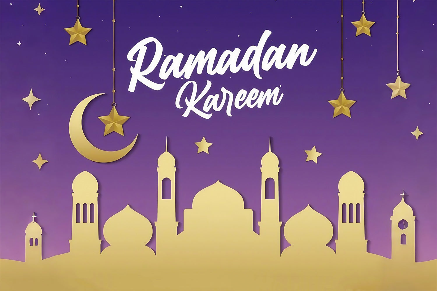 Ramadan Backdrops Purple Twilight Crescent Celebration Backdrop GQ3-39