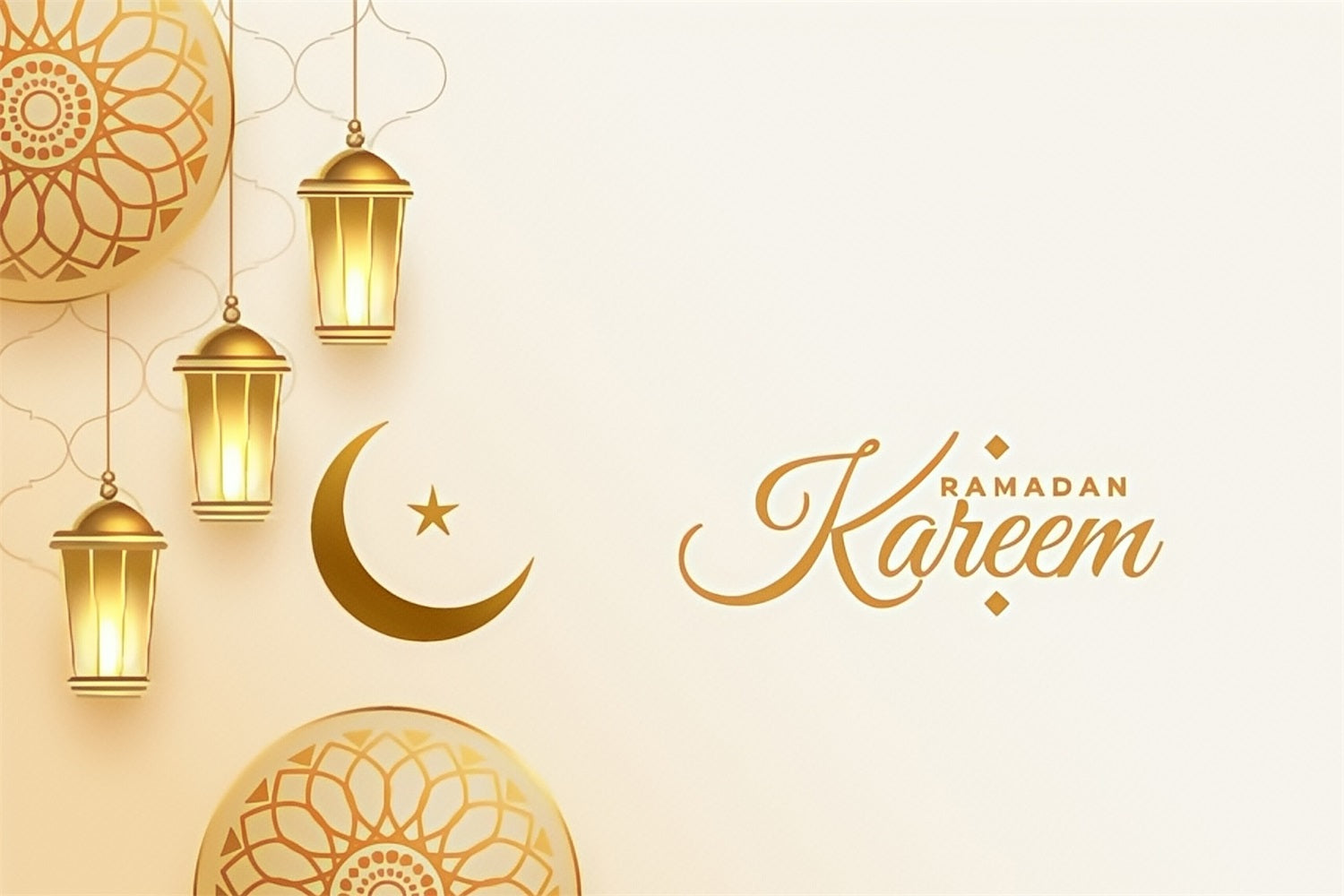 Ramadan Backdrops Golden Crescent Lantern Kareem Backdrop GQ3-41