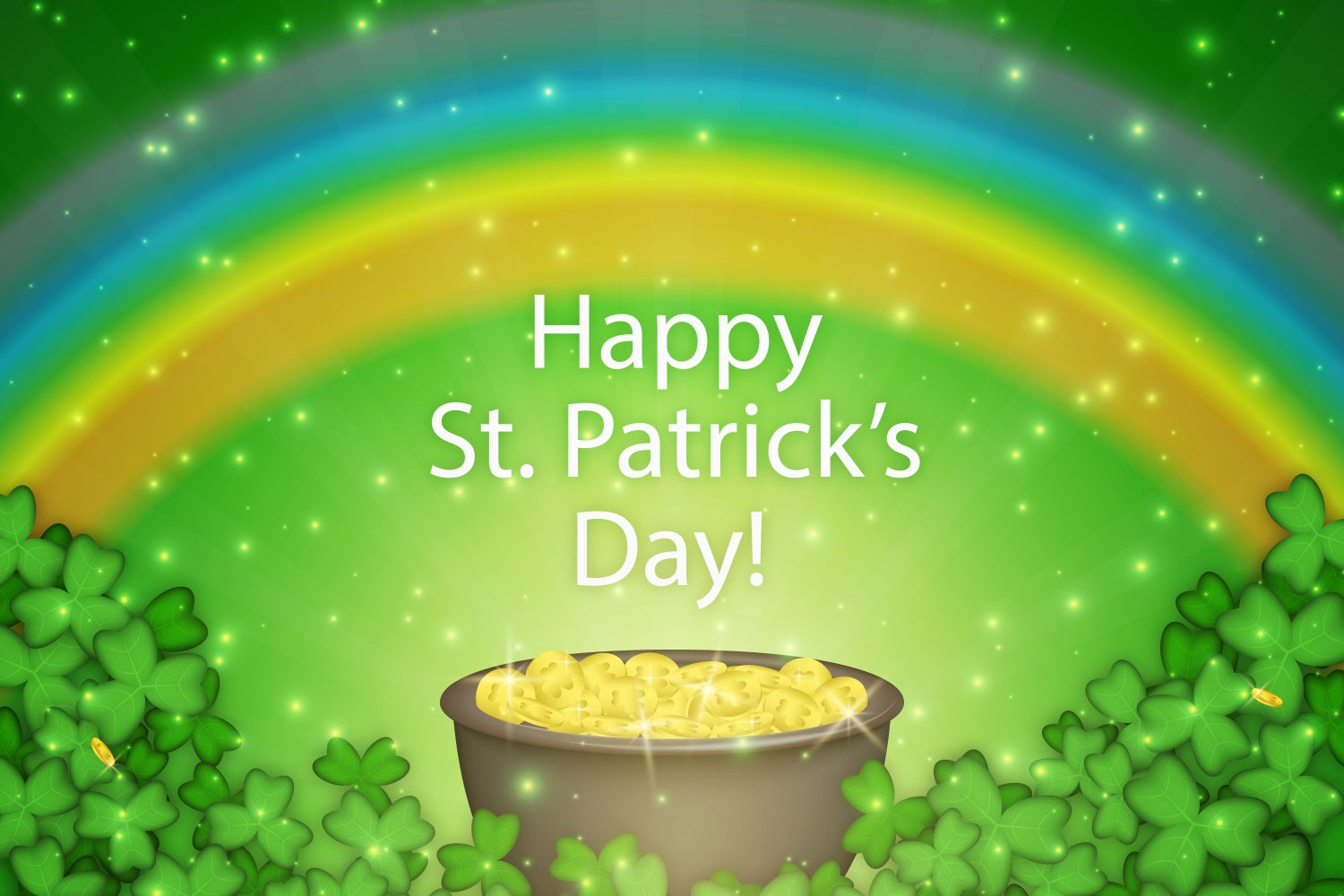 St Patricks Day Backdrop Golden Pot Rainbow Shamrock Backdrop GQ3-44